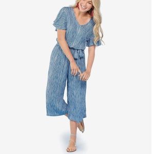 MudPie Blue and White Stripe Jumpsuit